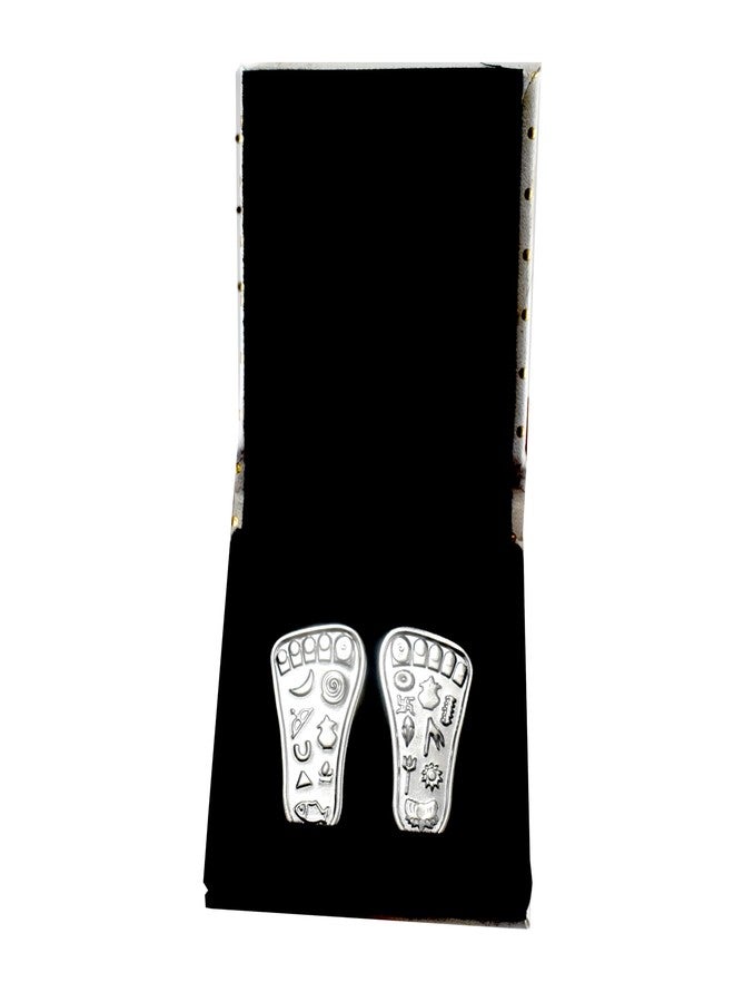KMJ Pure Silver Charan Paduka, Laxmi Charan, Chaandi Ke Charan Paduka, Silver God Footprints, Religious Footprint (wt. 4 Grams) - Image 4